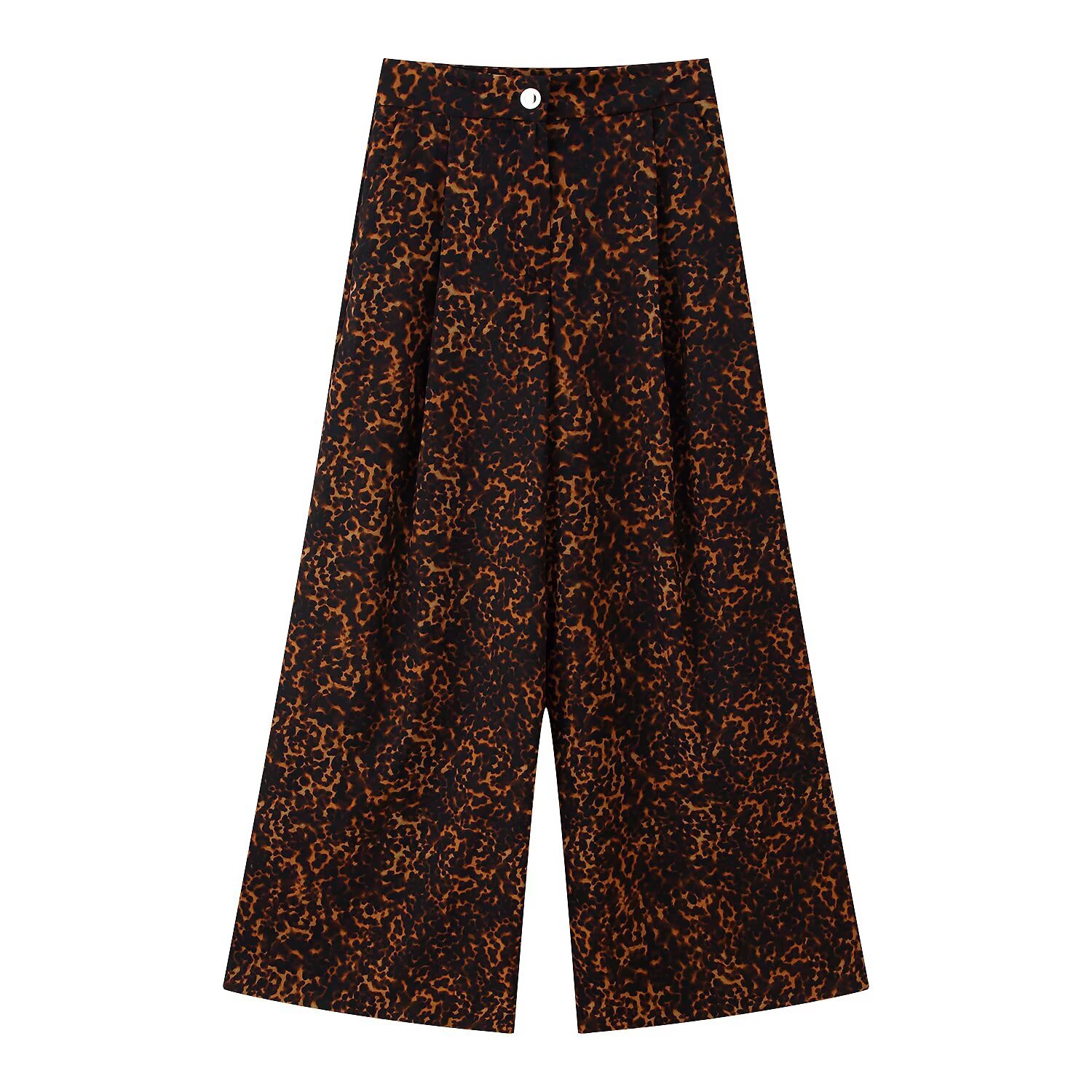 Conjunto de blusa y pantalón ancho con estampado animal KUN-00056