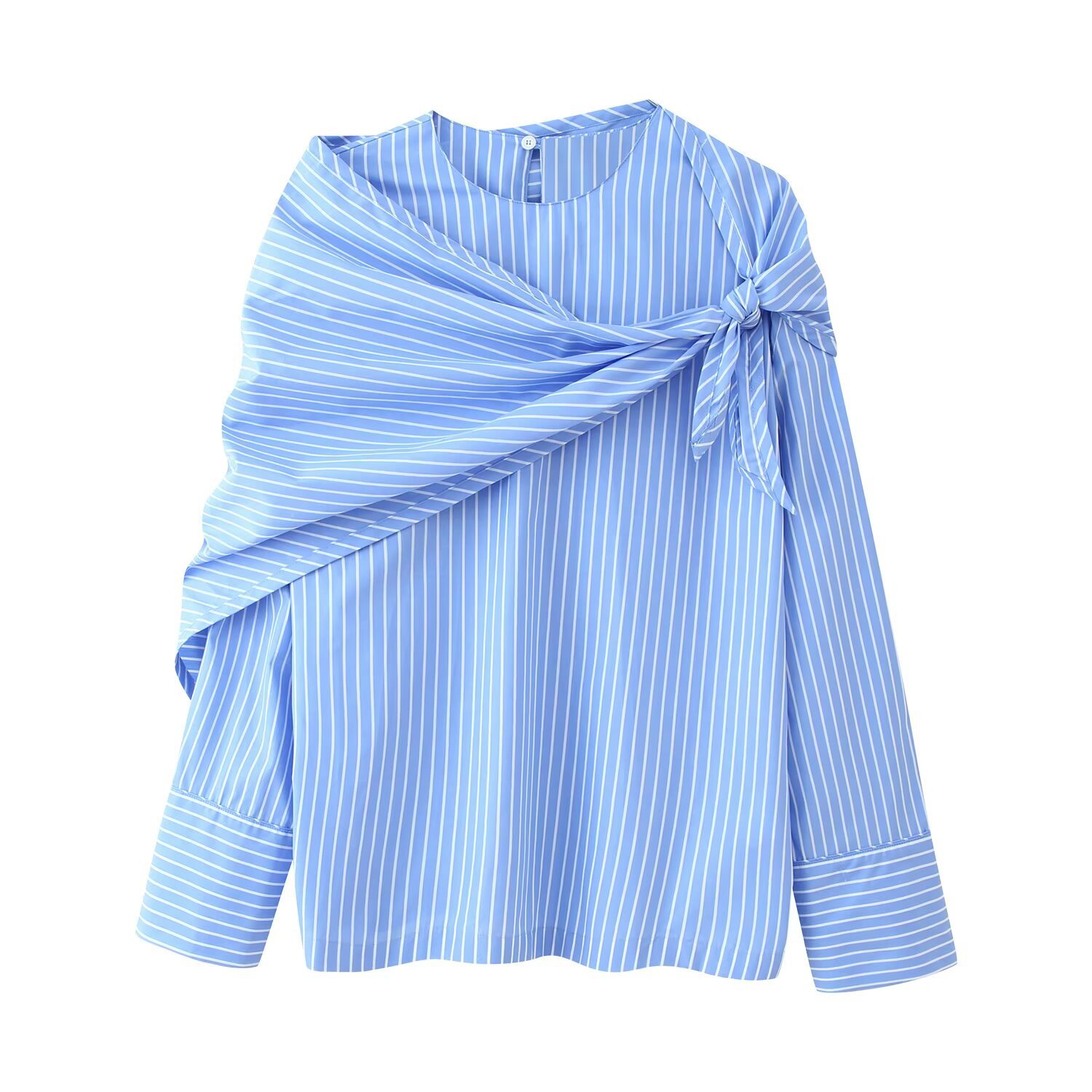 Striped Scarf Shirt Top - Versatile & Stylish KUN-00064