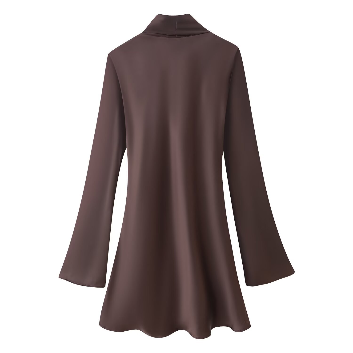 Silk Satin Scarf Dress - Elegant European Style KUN-00158