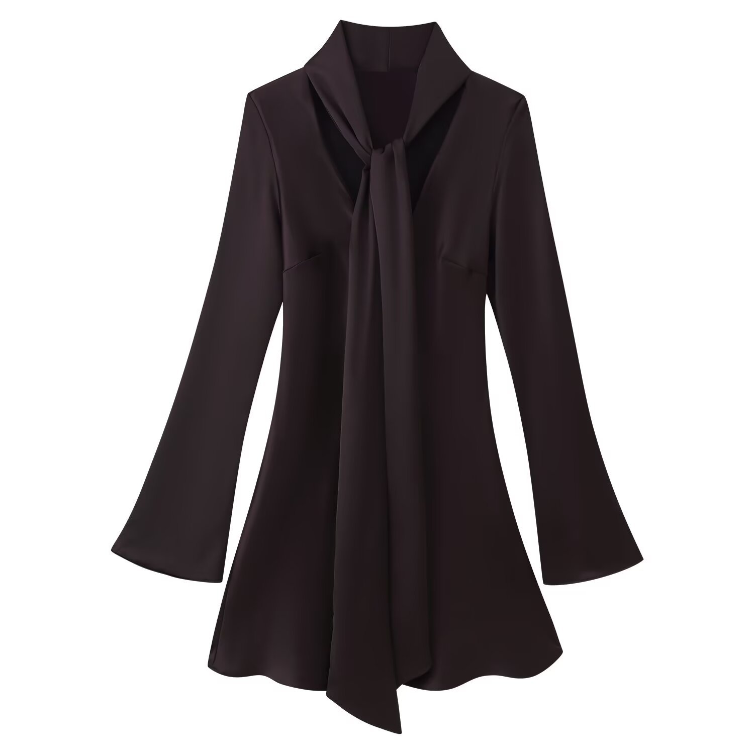 Silk Satin Scarf Dress - Elegant European Style KUN-00158