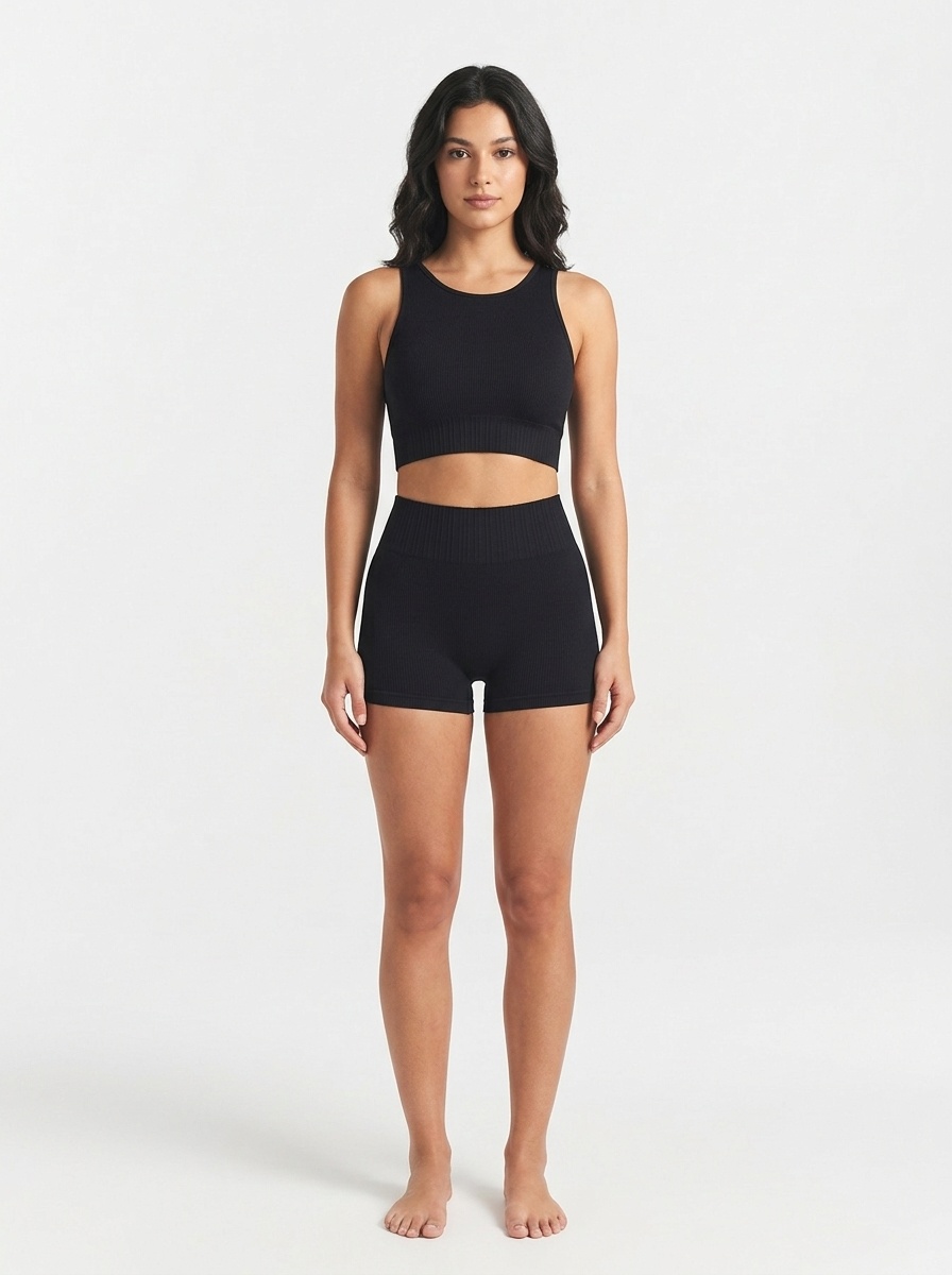 Slimming S-Shape Quick-Dry Fitness Vest and Butt-Lifting Shorts Yoga Outfit Set for Women (without pads)