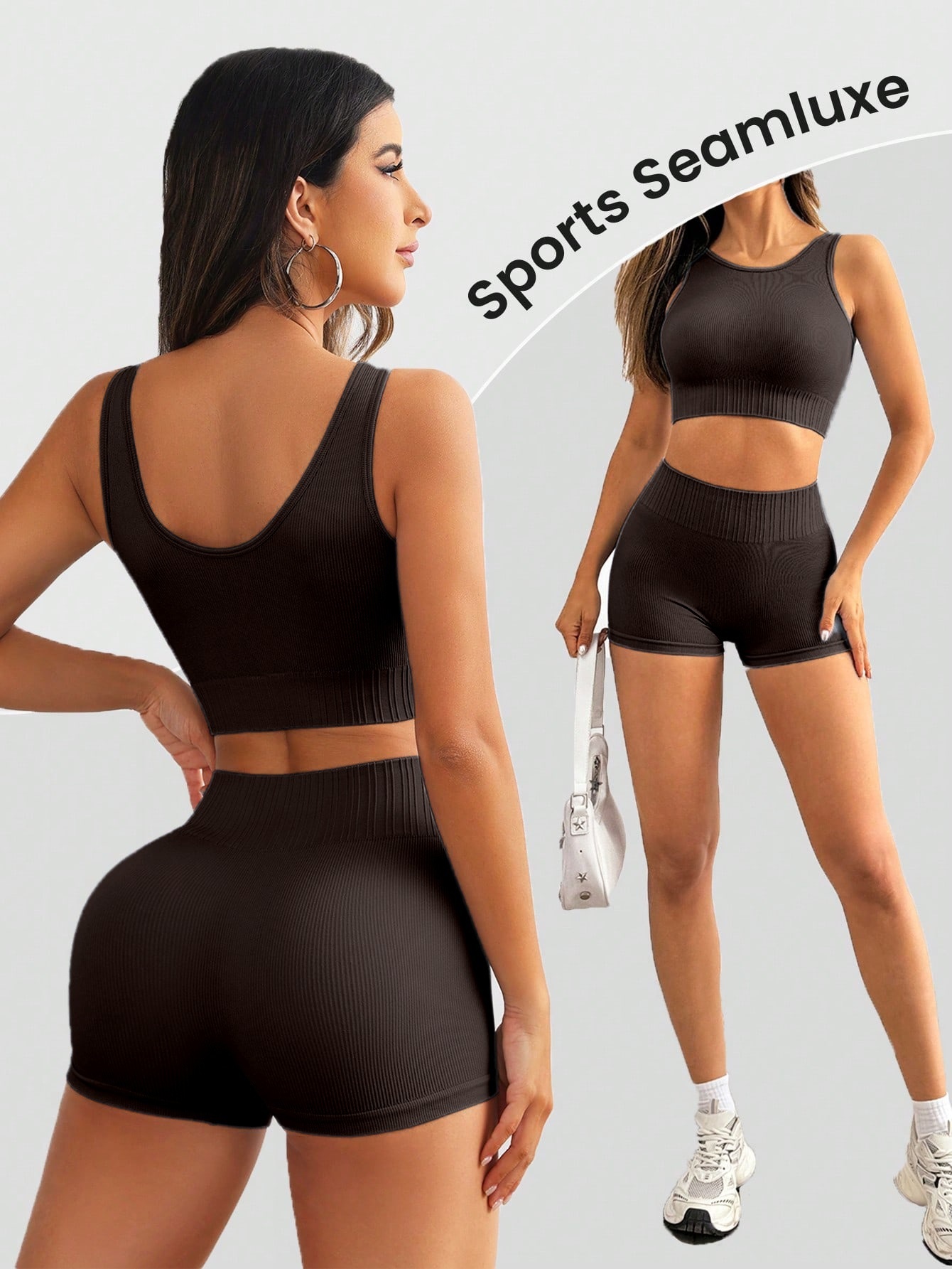 Slimming S-Shape Quick-Dry Fitness Vest and Butt-Lifting Shorts Yoga Outfit Set for Women (without pads)