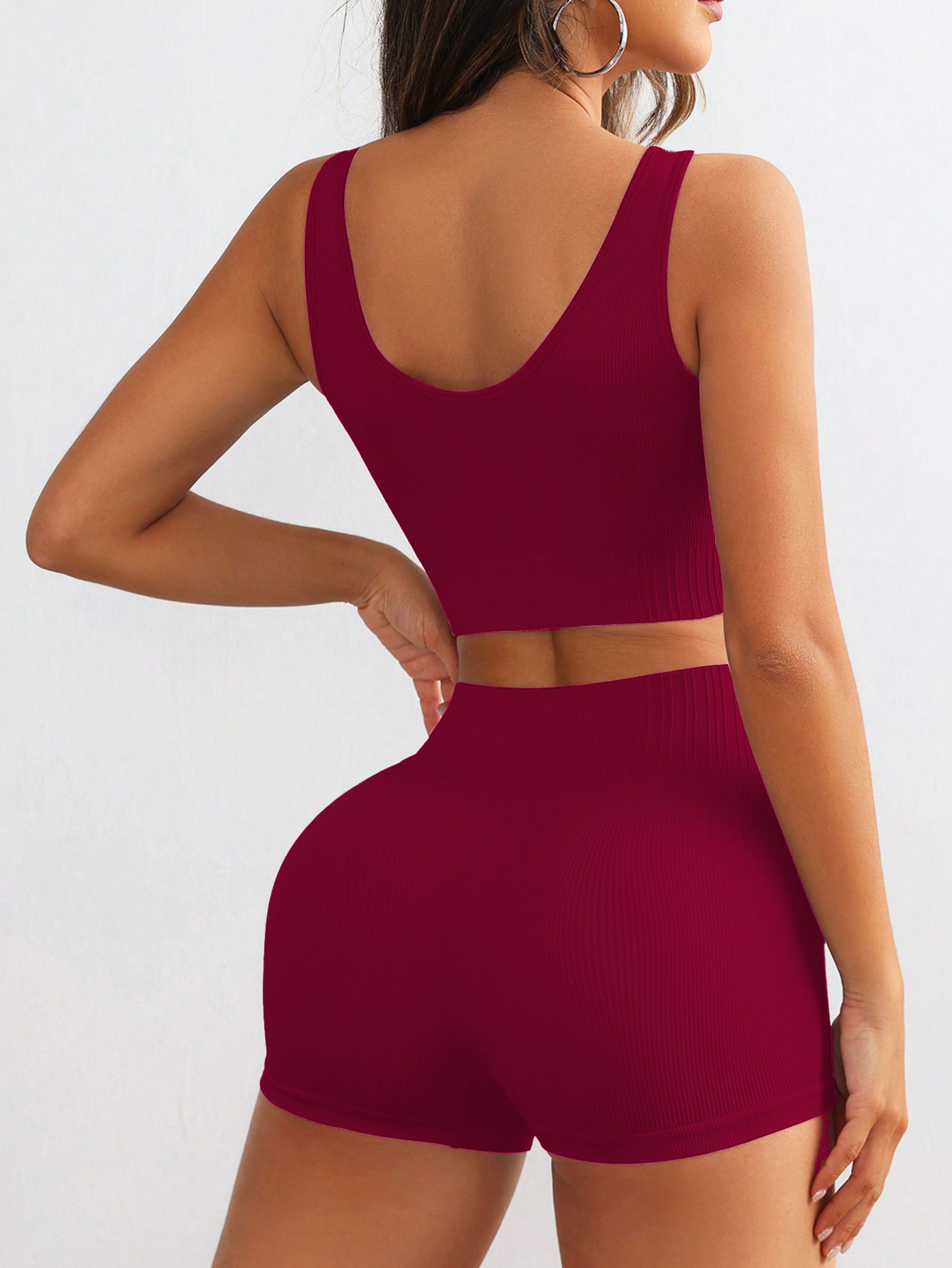 Slimming S-Shape Quick-Dry Fitness Vest and Butt-Lifting Shorts Yoga Outfit Set for Women (without pads)