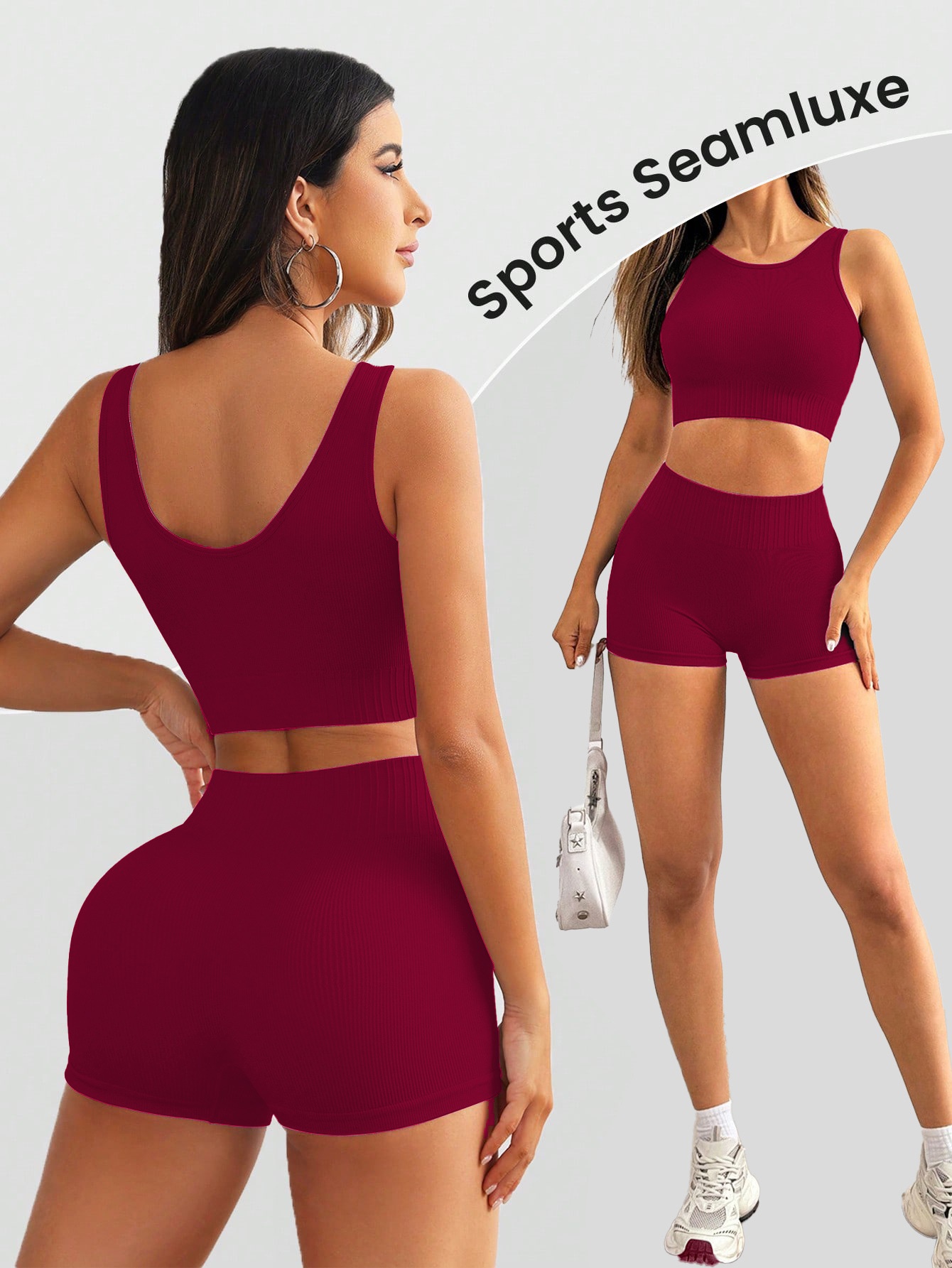 Slimming S-Shape Quick-Dry Fitness Vest and Butt-Lifting Shorts Yoga Outfit Set for Women (without pads)