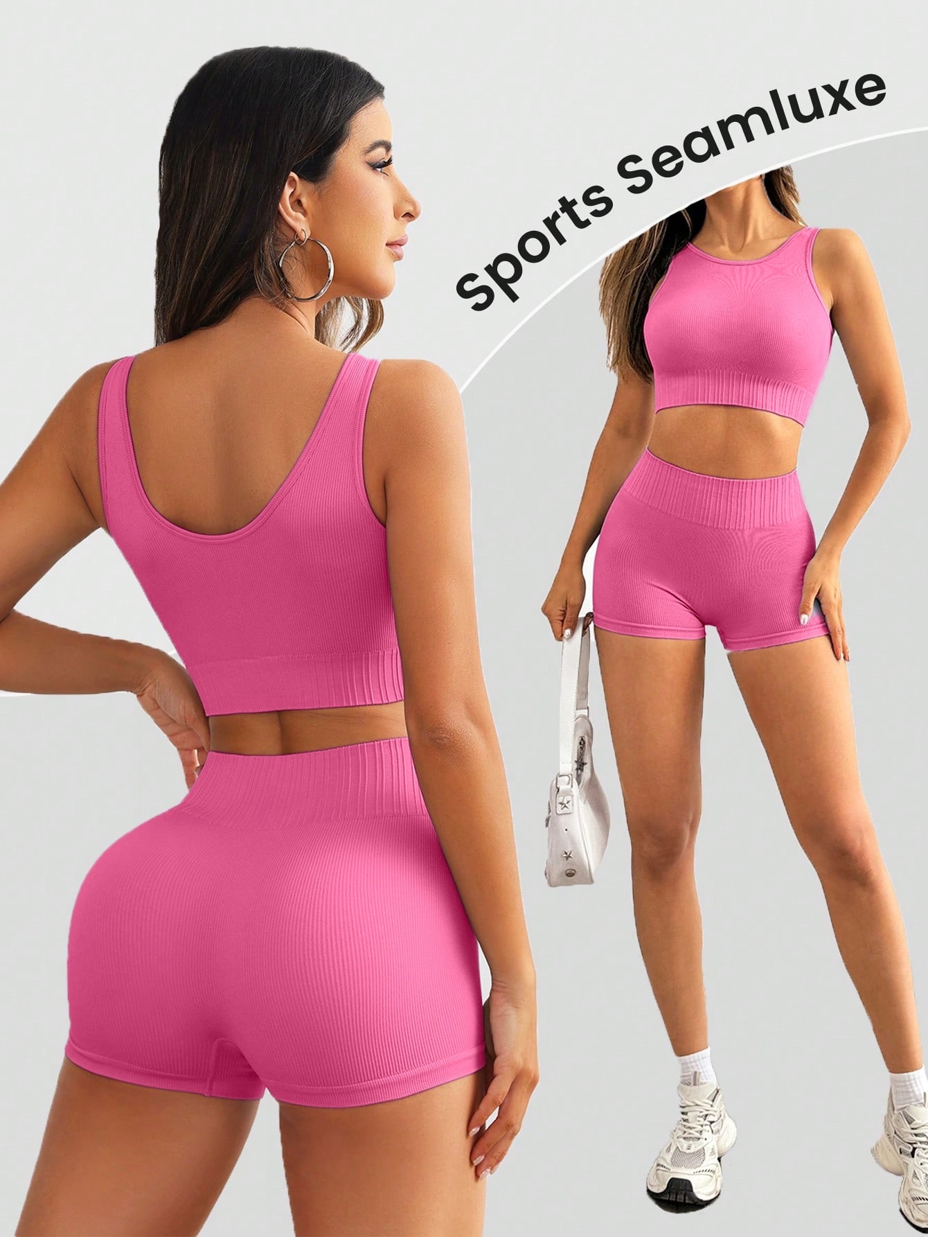 Slimming S-Shape Quick-Dry Fitness Vest and Butt-Lifting Shorts Yoga Outfit Set for Women (without pads)