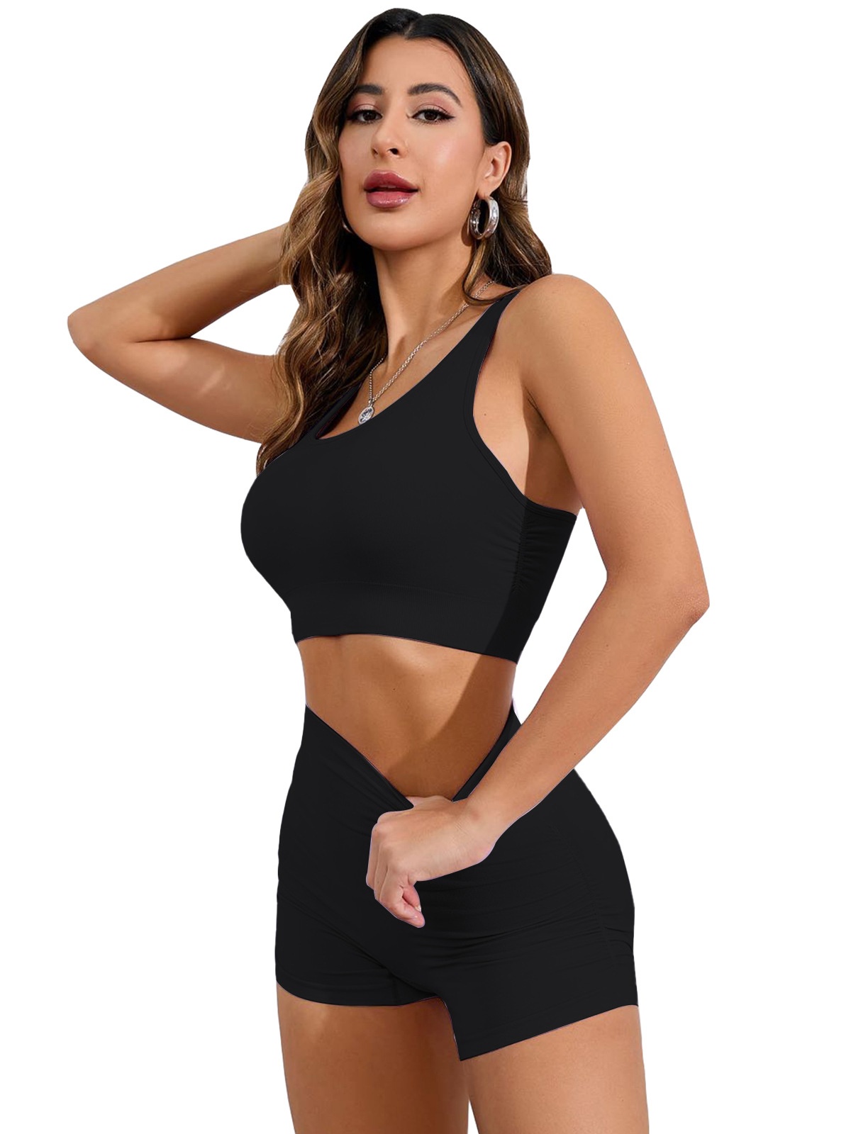 Slimming High-Intensity Quick-Dry Yoga Shorts Set with Sexy Vest for Women