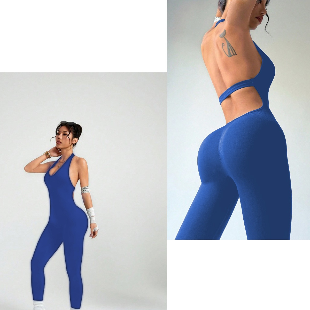 Halter Neck Backless Quick-Dry Slimming S-Shape Sexy Yoga Bodysuit for Women (with pads)