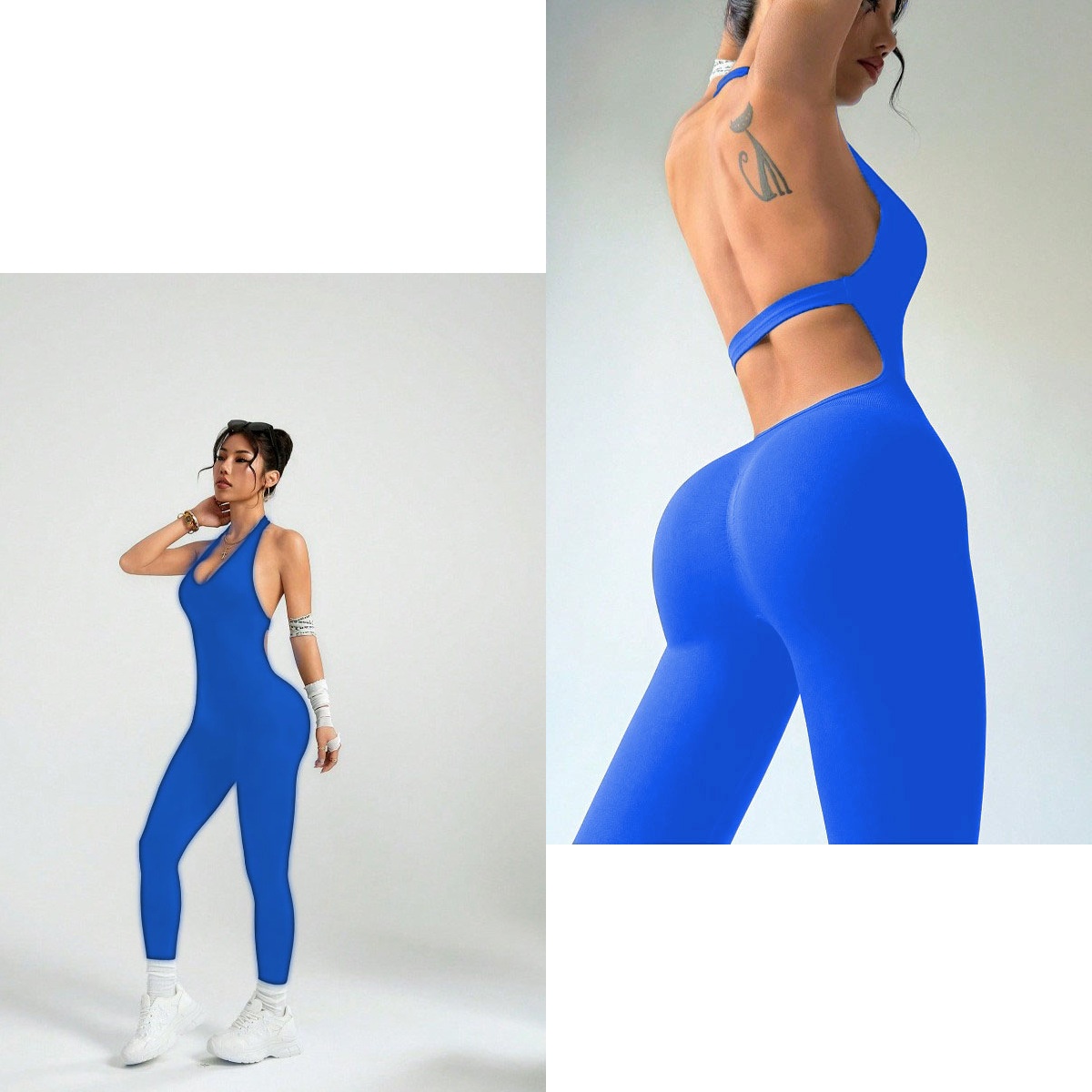 Halter Neck Backless Quick-Dry Slimming S-Shape Sexy Yoga Bodysuit for Women (with pads)