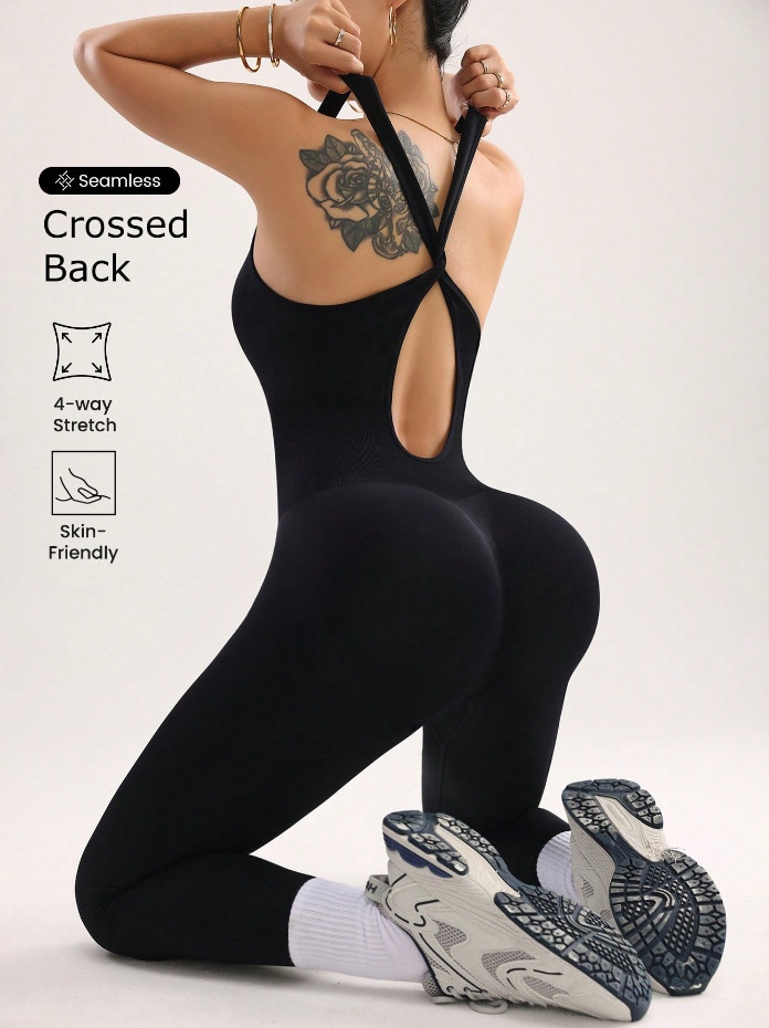 Backless High-Elasticity Slimming Yoga Bodysuit with Quick-Dry Function for Women (without pads)