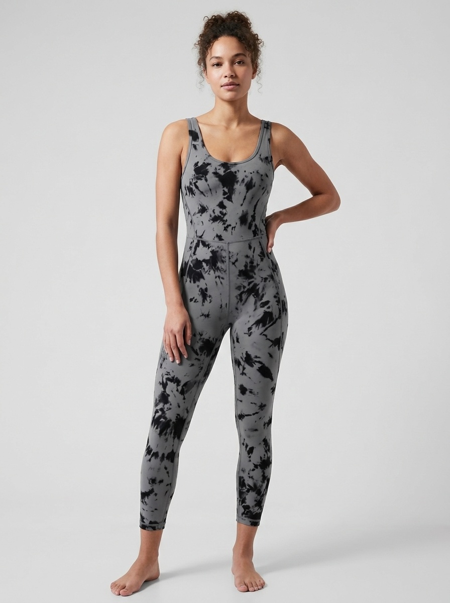 Tie-Dye Slimming Pilates Bodysuit with Sexy Suspender Straps for Women (without pads)