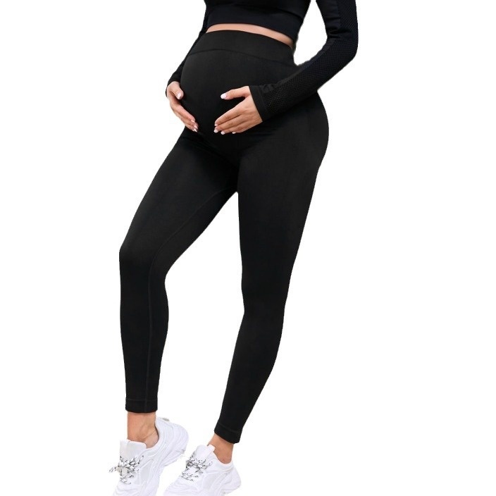 Slimming High-Waisted Quick-Dry Women's Maternity Leggings with Pockets for Casual Activewear