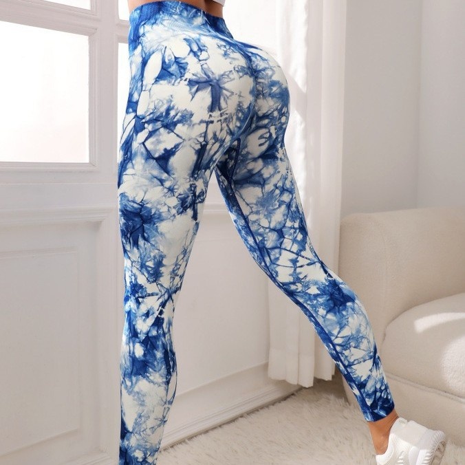 High-Waisted Slimming Hip-Lifting Quick-Dry Tie-Dye Leggings for Women Casual Autumn Sexy S-Shape