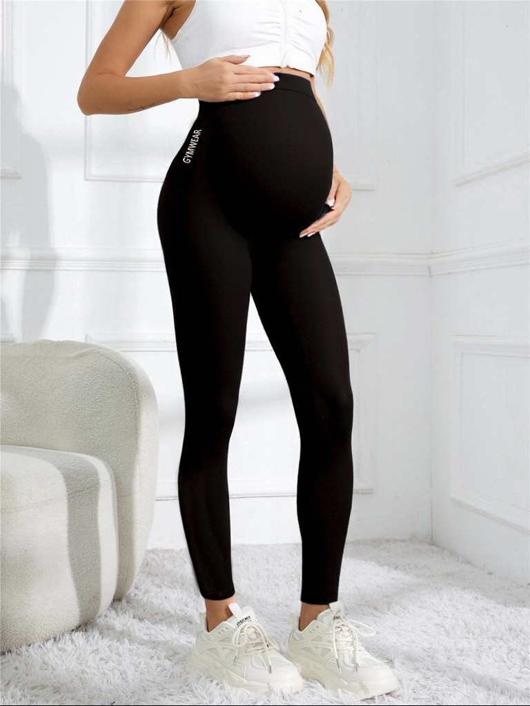 High-Waisted Slimming Maternity Leggings with Belly Support and Sweat-Wicking for Women