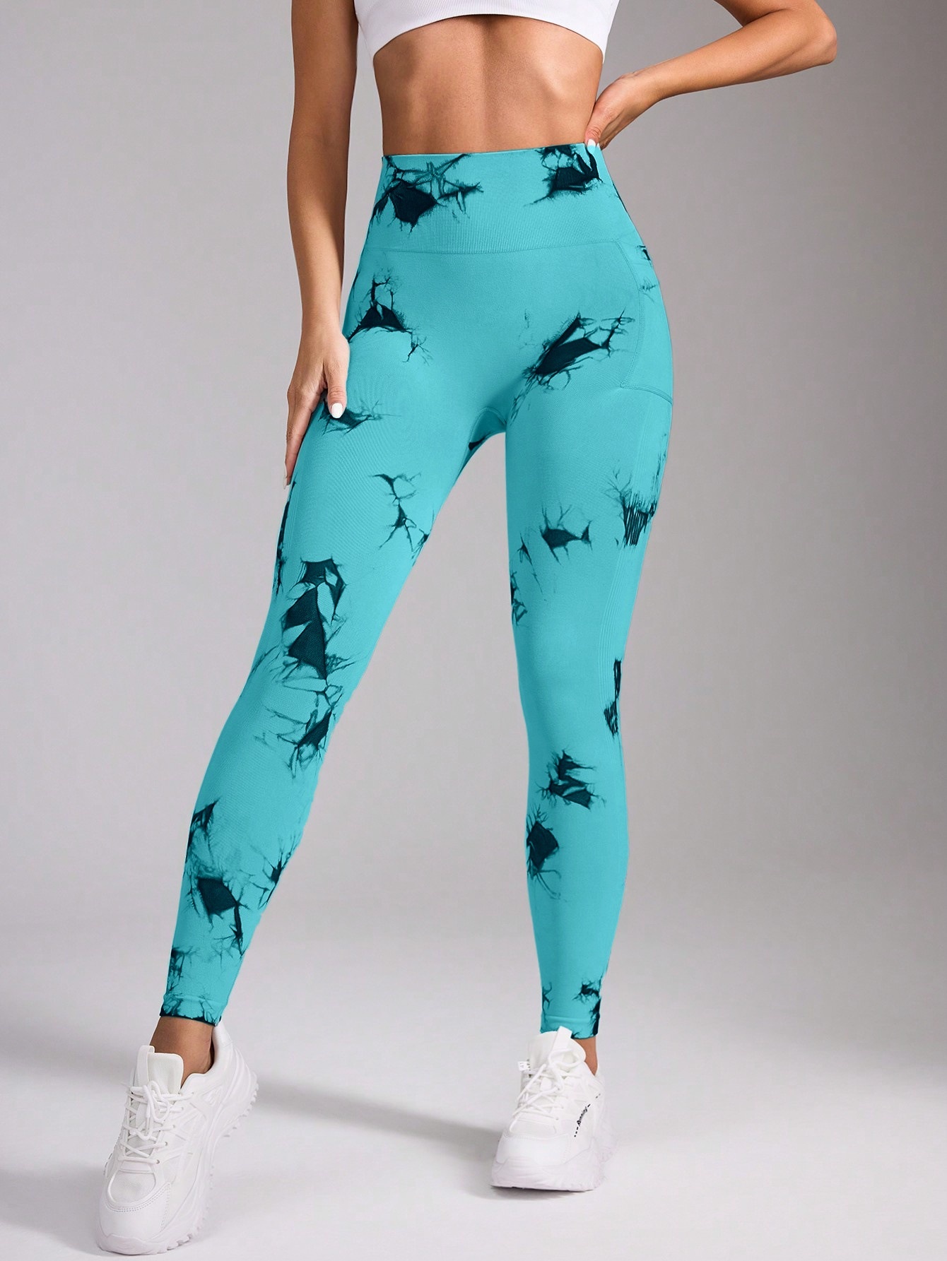 High-Waisted Slimming Tie-Dye Quick-Dry Yoga Pants with Pockets for Women