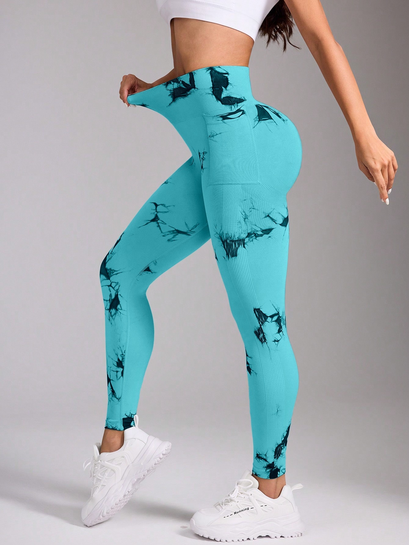High-Waisted Slimming Tie-Dye Quick-Dry Yoga Pants with Pockets for Women