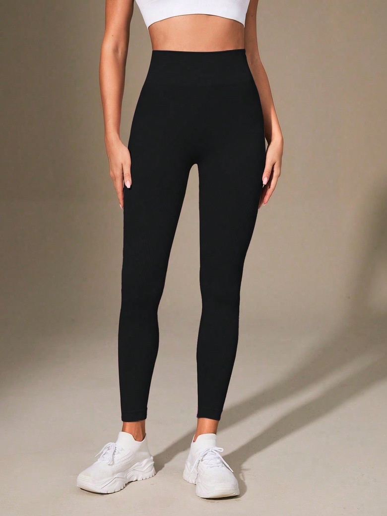 High-Waisted Ribbed Quick-Dry Slimming Yoga Leggings with Peach-Shape Lift for Women