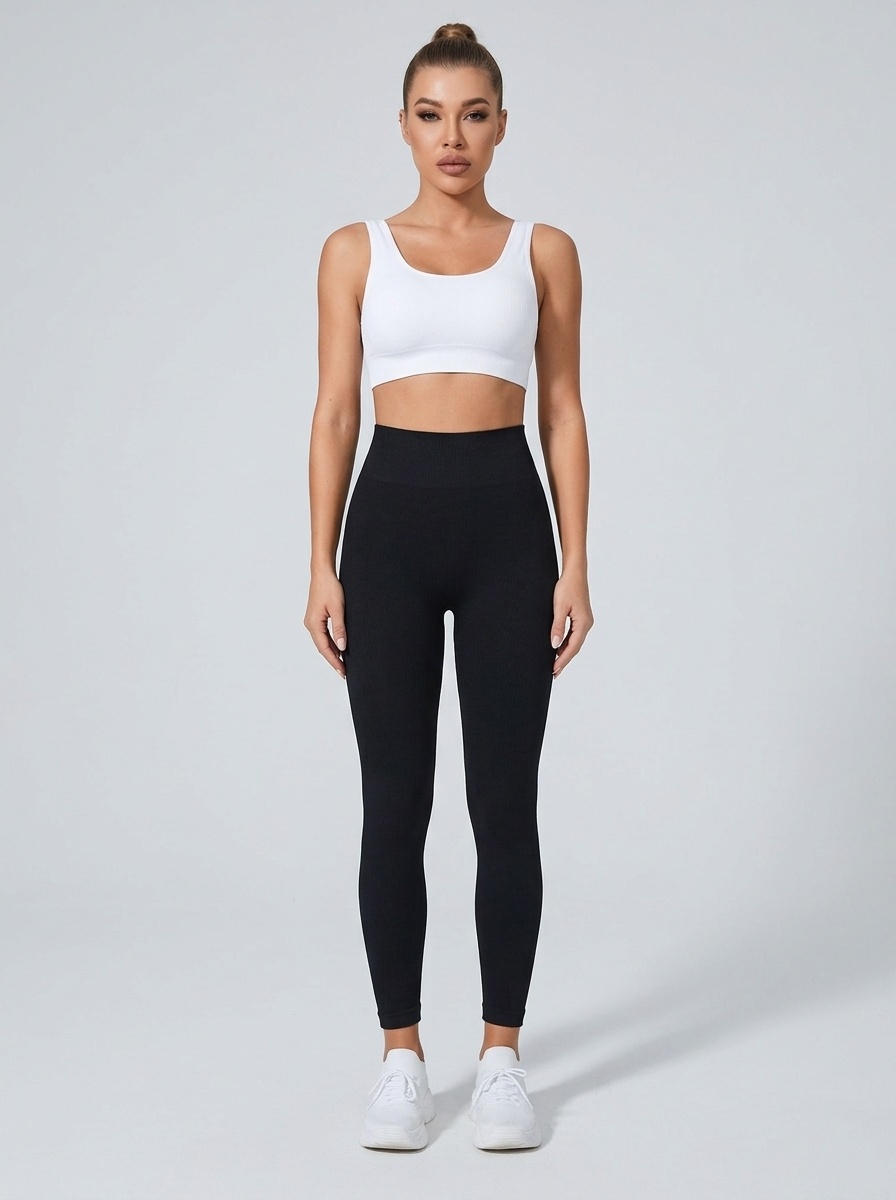 High-Waisted Ribbed Quick-Dry Slimming Yoga Leggings with Peach-Shape Lift for Women