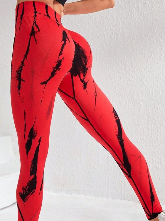 High-Waisted Tie-Dye Slimming Yoga Leggings for Women with Quick-Dry Function