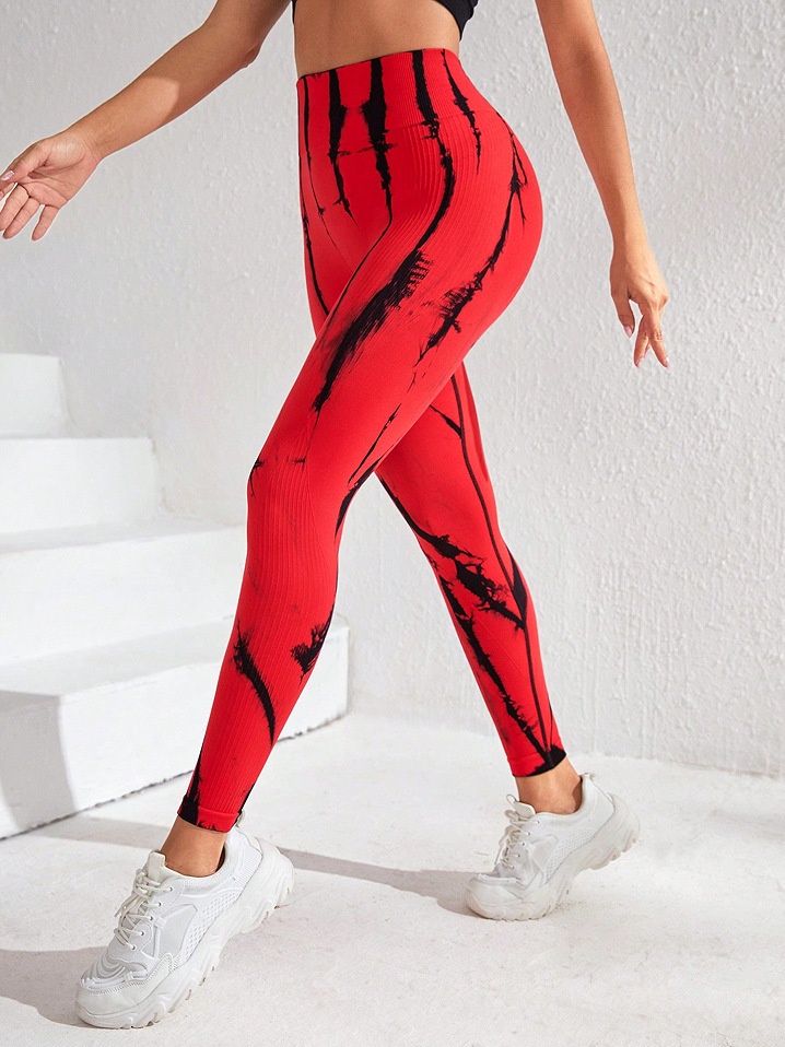 High-Waisted Tie-Dye Slimming Yoga Leggings for Women with Quick-Dry Function