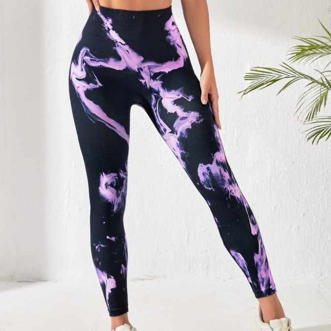 High-Waisted Printed Yoga Leggings with Hip-Lifting Slimming Effect for Women