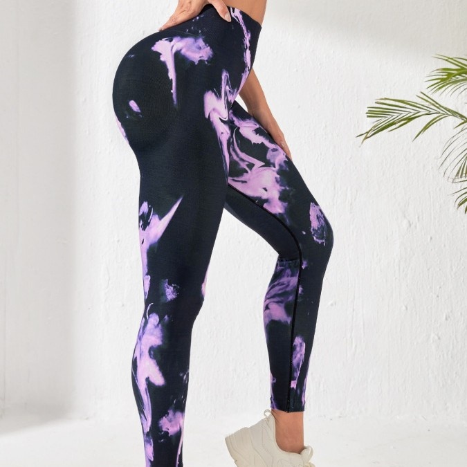 High-Waisted Printed Yoga Leggings with Hip-Lifting Slimming Effect for Women