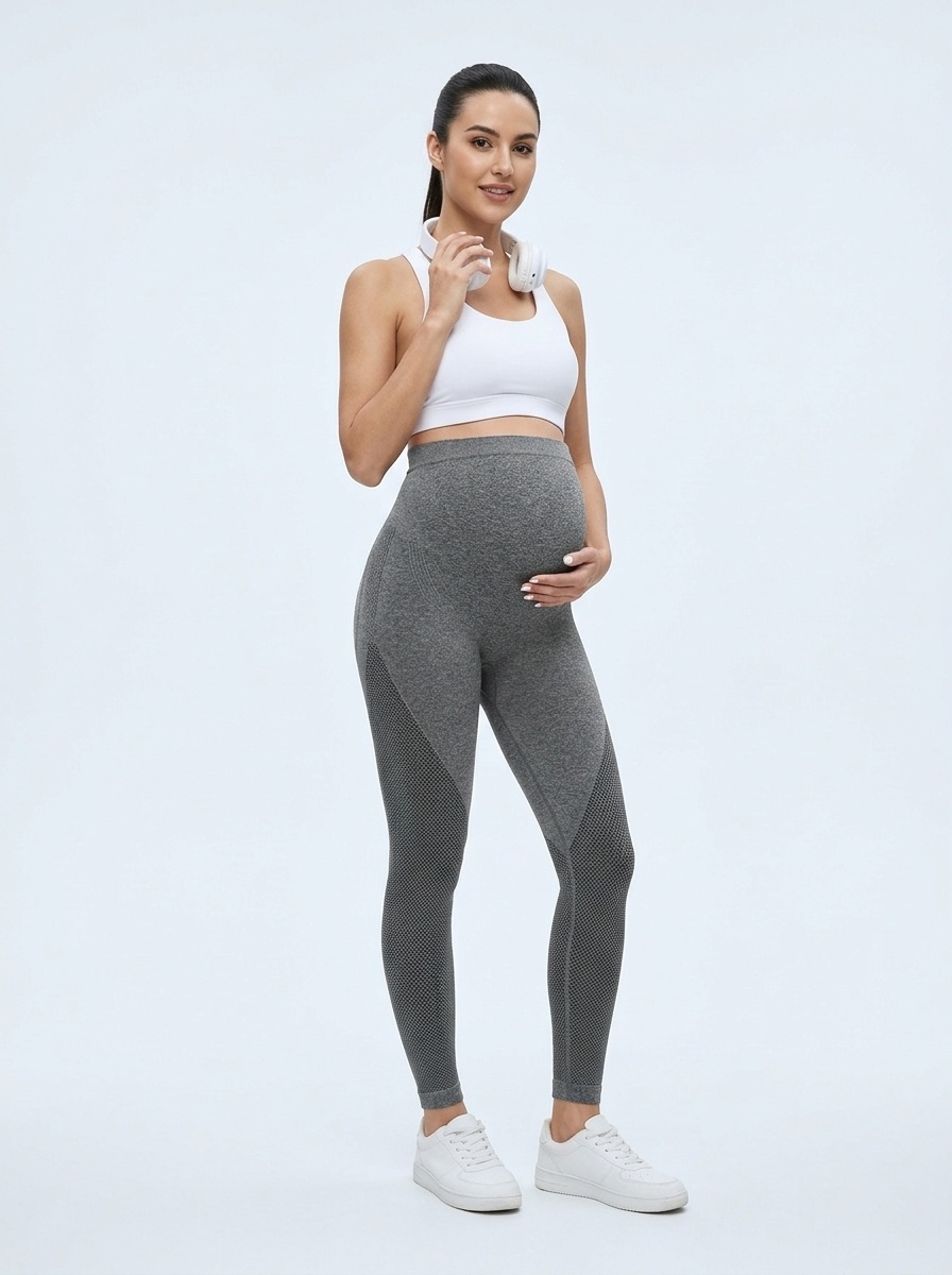 High-Waisted Comfy Quick-Dry Maternity Yoga Leggings for Women with Belly Support