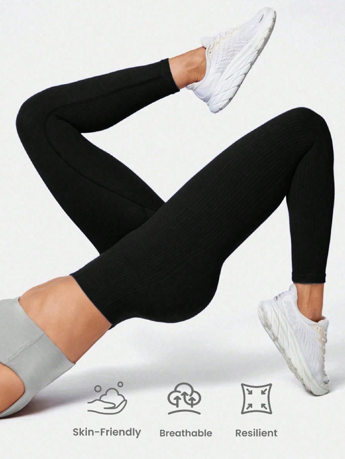 High-Waisted Slimming Jacquard Yoga Leggings with Hip-Lifting S-Shape Design for Women