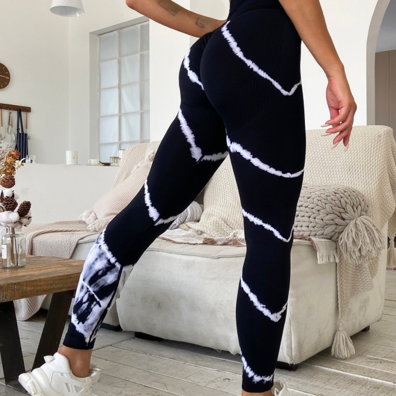 High-Waisted Slimming Quick-Dry Tie-Dye Yoga Leggings with Sexy S-Shape Fit for Women