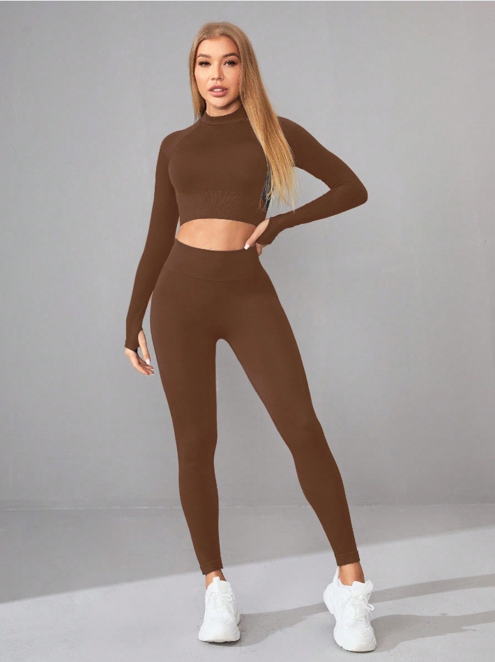 Slimming Quick-Dry Sexy S-Shape Winter Fitness T-Shirt & High-Waisted Leggings Set for Women (without pads)