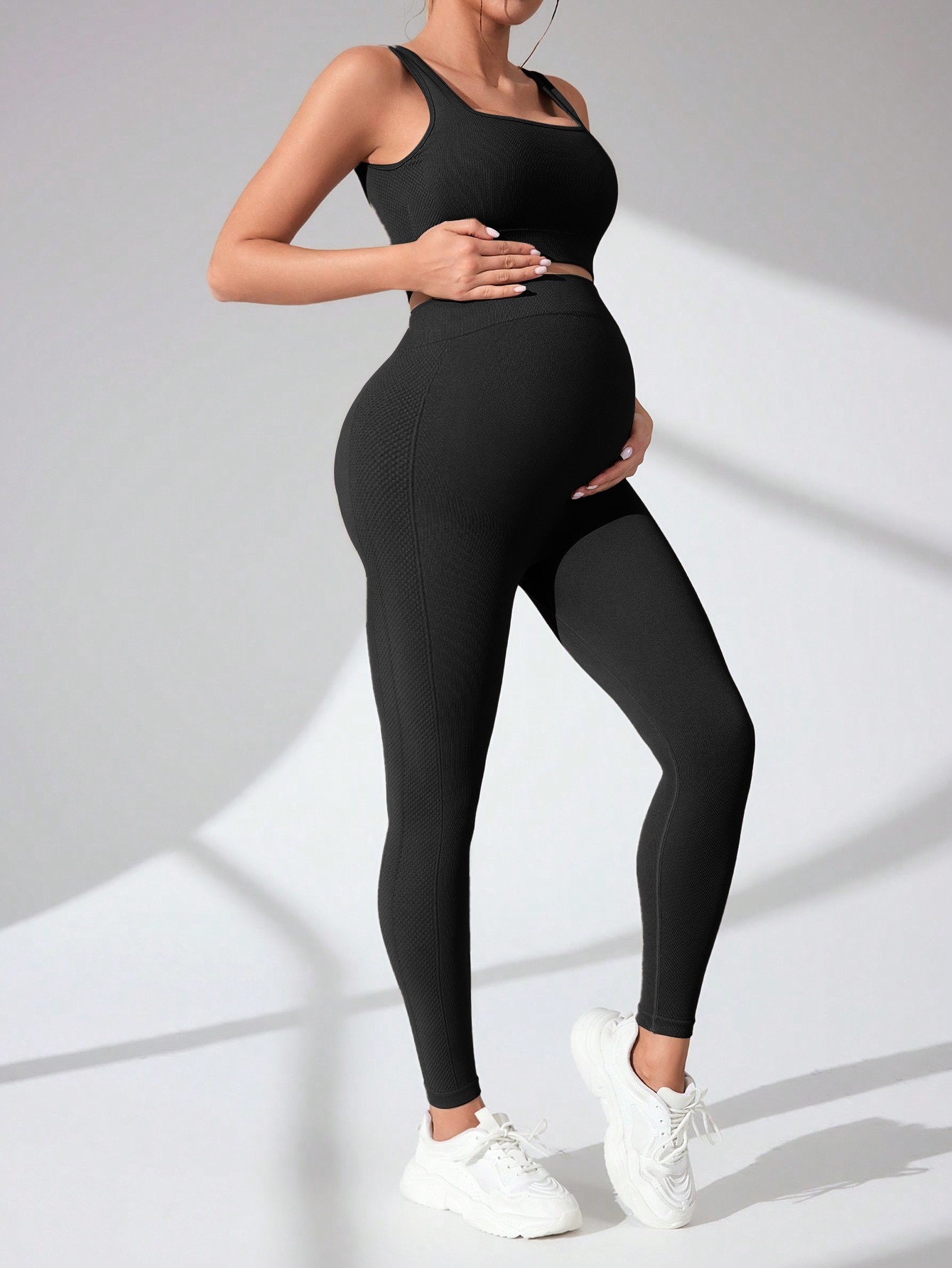 Slimming High-Waisted Quickdry Yoga Bra and Leggings Set for Pregnant Women