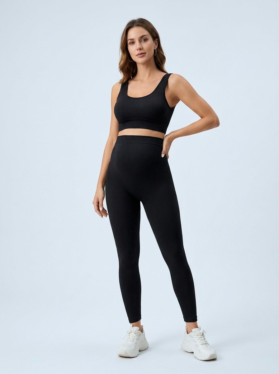 High-Waisted Slimming Quick-Dry Maternity Yoga Bra and Leggings Set for Women