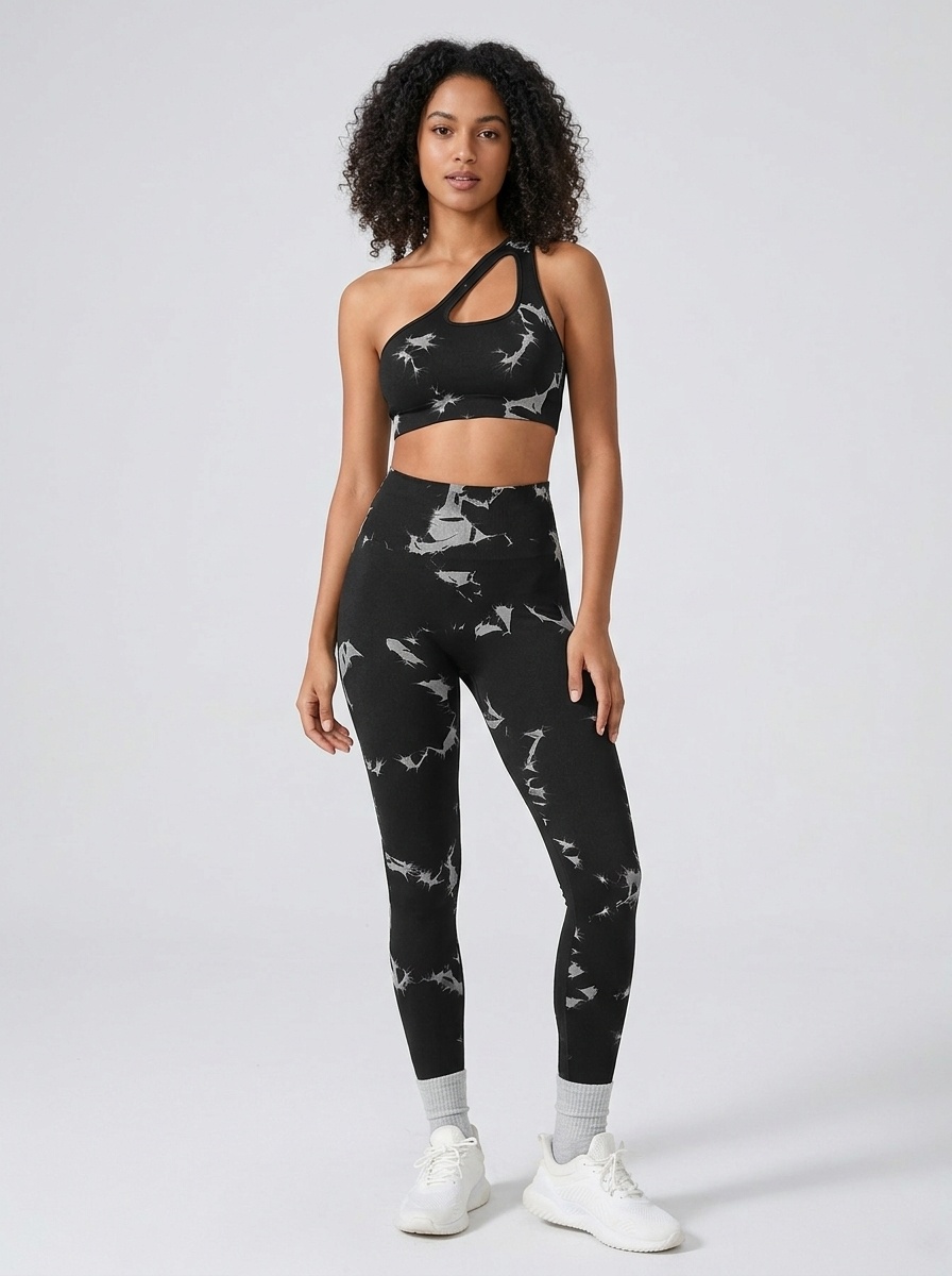 Tie-Dye Quick-Dry Slimming Yoga Set with High-Waisted Leggings for Women