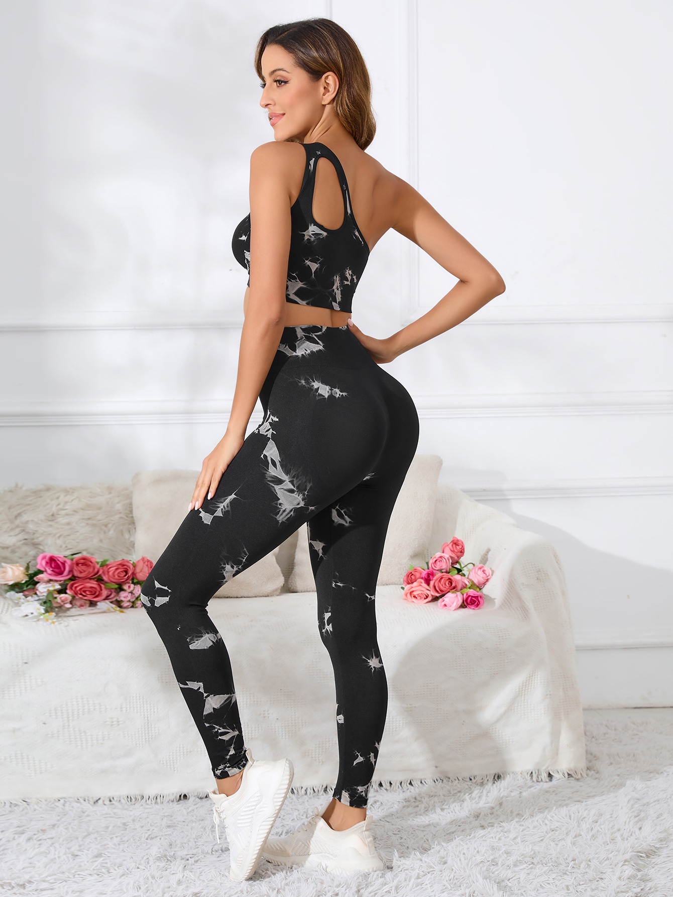 Tie-Dye Quick-Dry Slimming Yoga Set with High-Waisted Leggings for Women