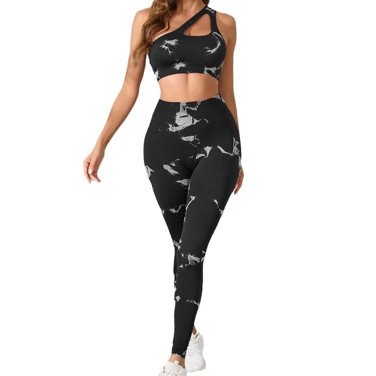 Tie-Dye Quick-Dry Slimming Yoga Set with High-Waisted Leggings for Women