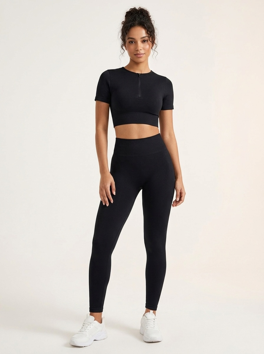 Slim Fit Quick-Dry Winter Yoga Set with High-Waisted Long Leggings for Women (without pads)