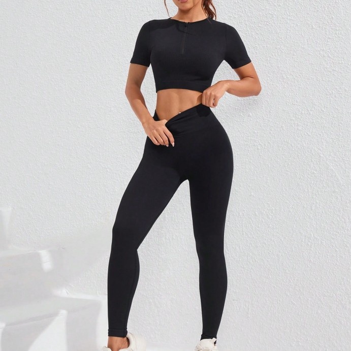 Slim Fit Quick-Dry Winter Yoga Set with High-Waisted Long Leggings for Women (without pads)