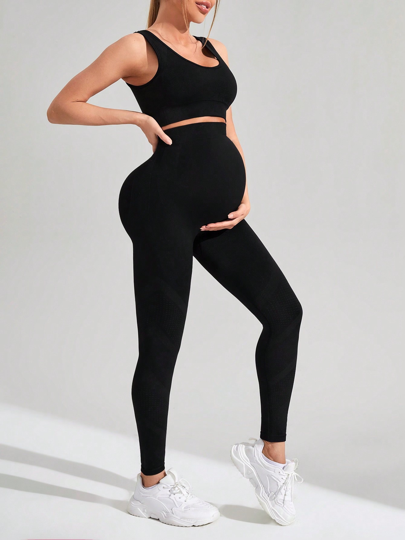 Quick-Dry High-Waisted Slimming Maternity Yoga Set with Sports Bra and Leggings for Women