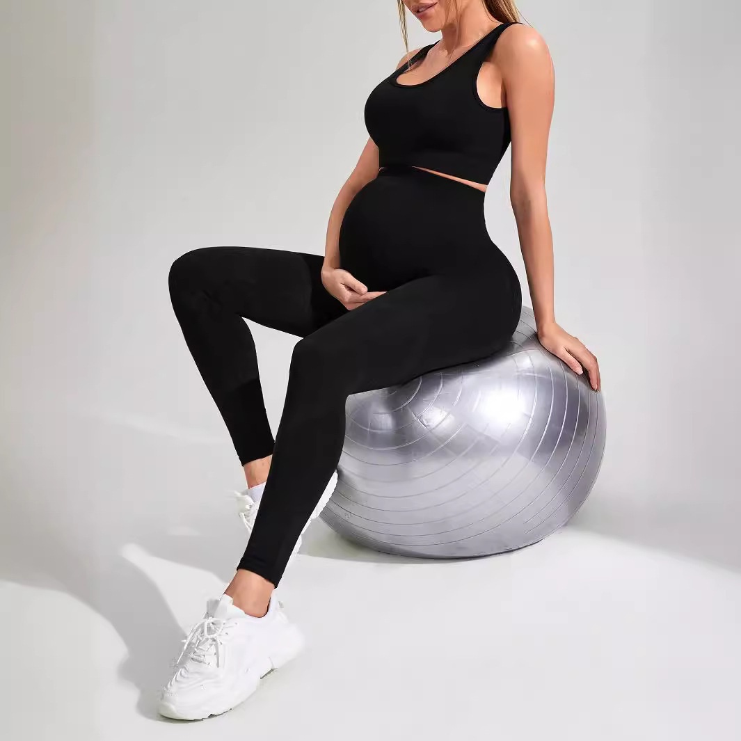 Quick-Dry High-Waisted Slimming Maternity Yoga Set with Sports Bra and Leggings for Women