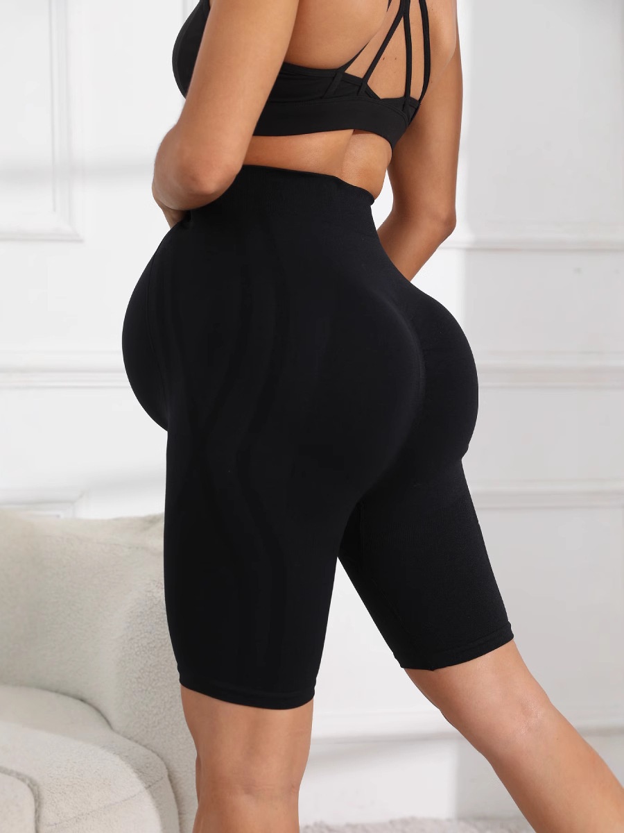 Women High-Waisted Slimming Maternity Yoga Shorts with Belly Support