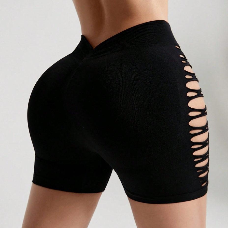 High-Waisted Slimming Quick-Dry Ripped Fitness Shorts for Women