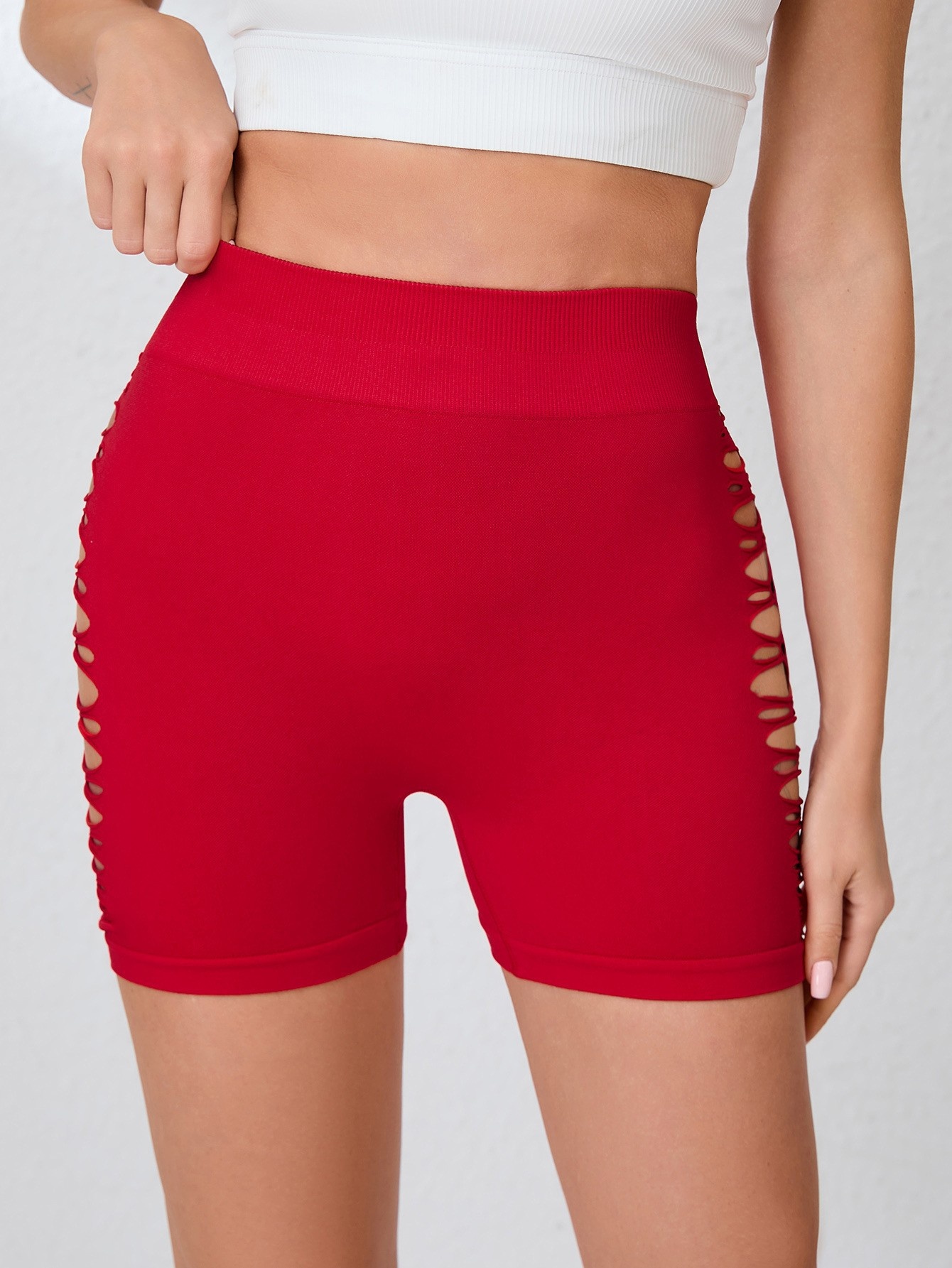 High-Waisted Slimming Quick-Dry Ripped Fitness Shorts for Women