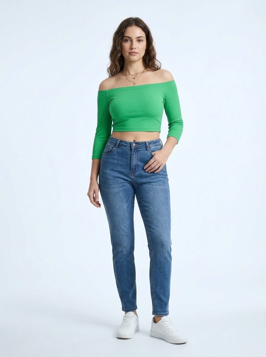 Sexy Off-Shoulder Slimming Mid-Sleeve Knit T-Shirt for Women