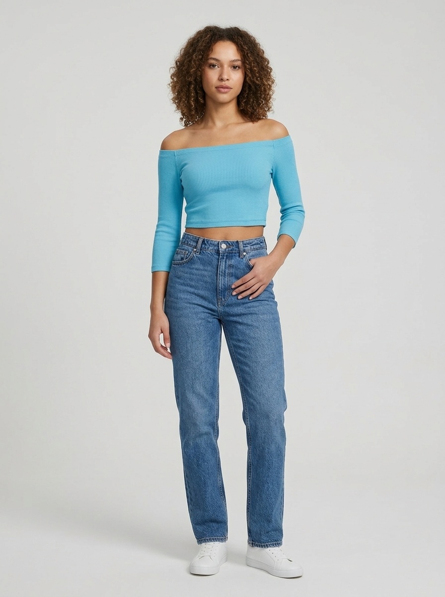 Sexy Off-Shoulder Slimming Mid-Sleeve Knit T-Shirt for Women