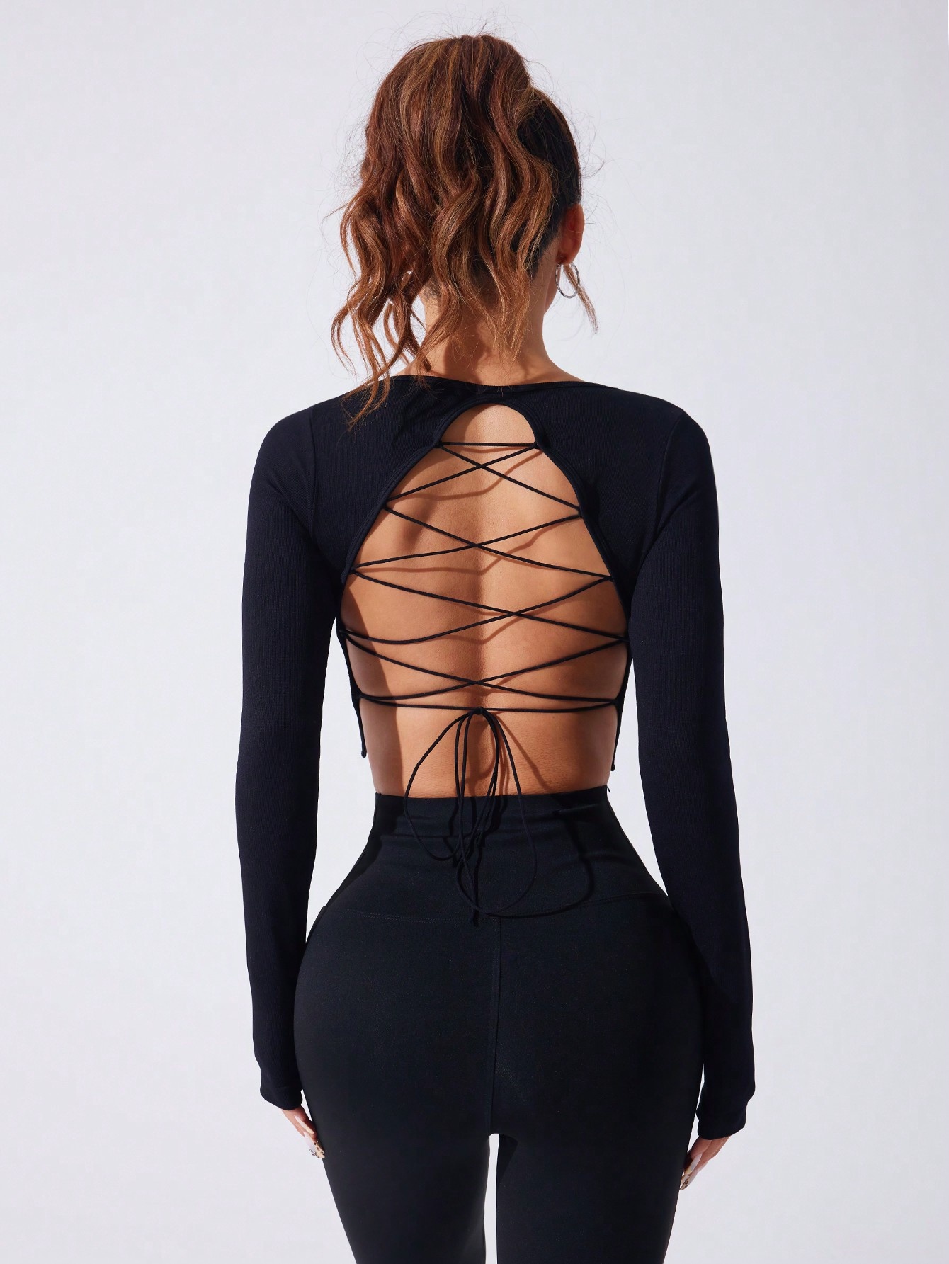 Backless Sexy Slimming Quickdry Long-Sleeved Pilates Sports T-Shirt for Women