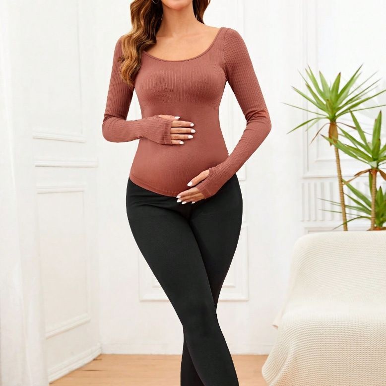 Slimming Quick-Dry Long-Sleeved Maternity Yoga T-Shirt with Moisture-Wicking Function for Women