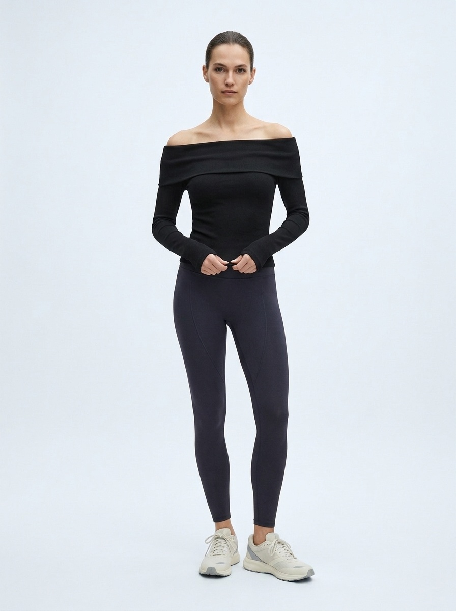 Off-Shoulder Sexy S-Shape Slimming Quickdry Yoga Tee for Women