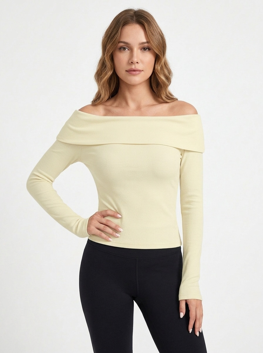 Off-Shoulder Sexy S-Shape Slimming Quickdry Yoga Tee for Women