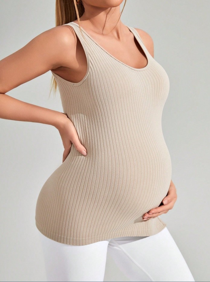 Camiseta de tirantes de yoga premamá de secado rápido y alta elasticidad para mujeres embarazadas.