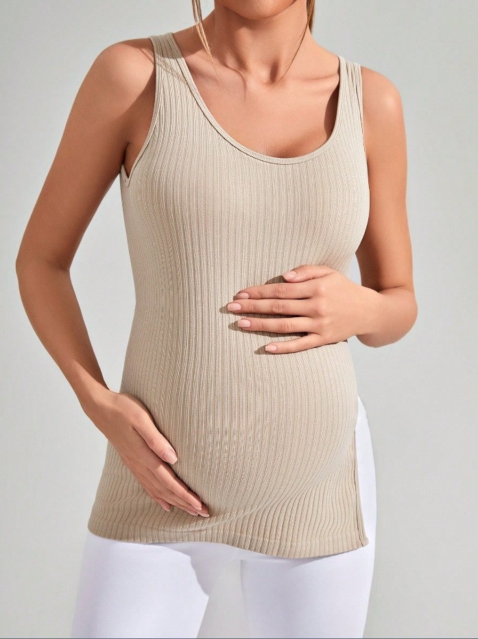 Camiseta de tirantes de yoga premamá de secado rápido y alta elasticidad para mujeres embarazadas.