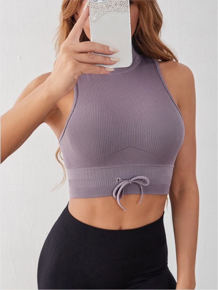 Drawstring Slimming Quick-Dry Fitness Yoga Vest for Women